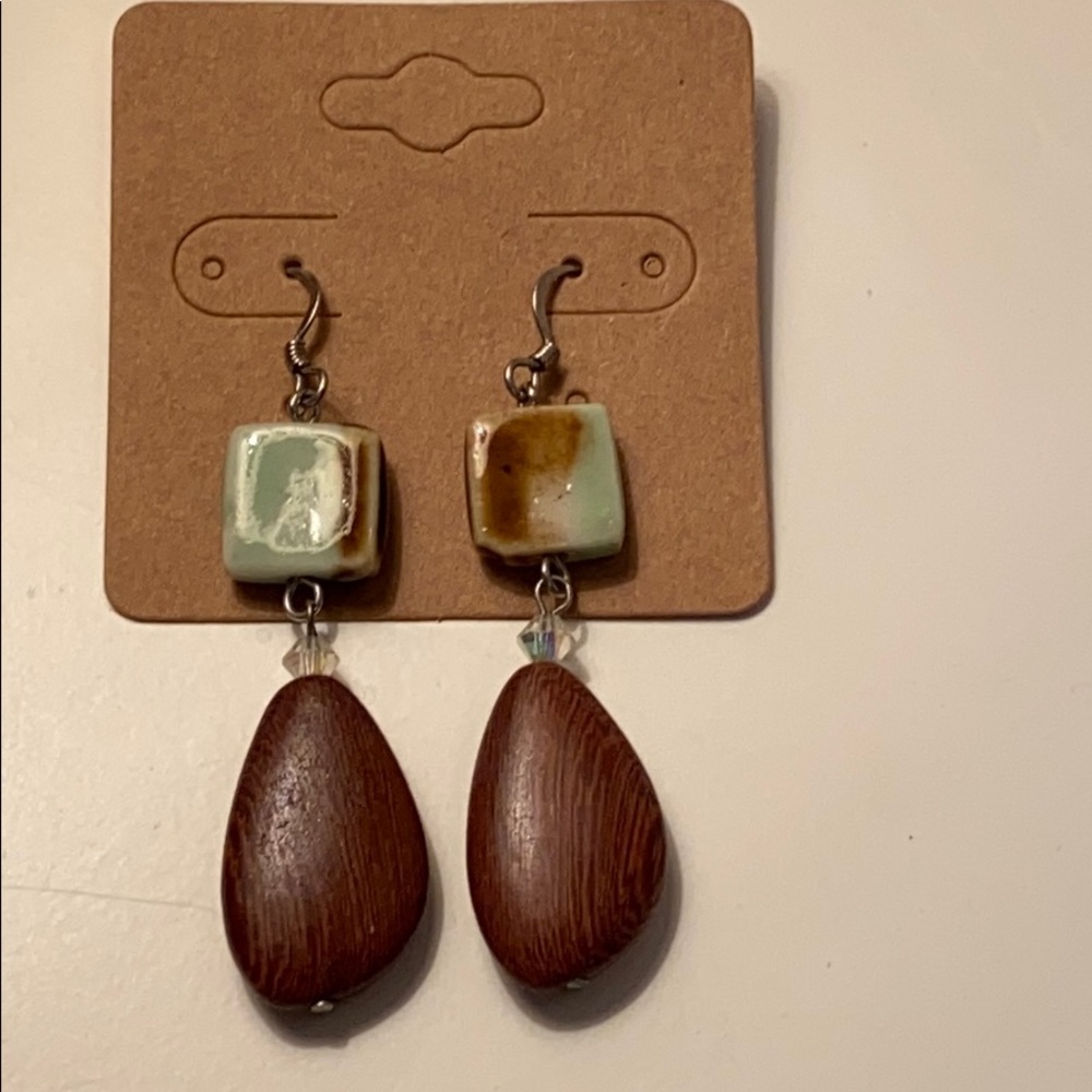 wood and glass earrings